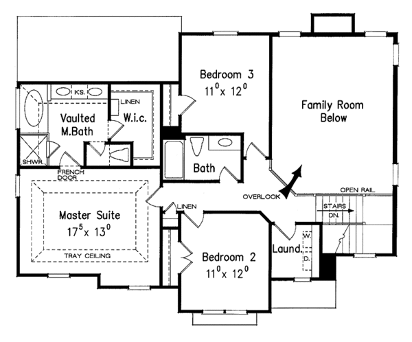 Architectural House Design - Colonial Floor Plan - Upper Floor Plan #927-619