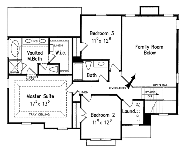 Colonial Floor Plan - Upper Floor Plan #927-619