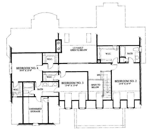 Home Plan - Classical Floor Plan - Upper Floor Plan #429-55