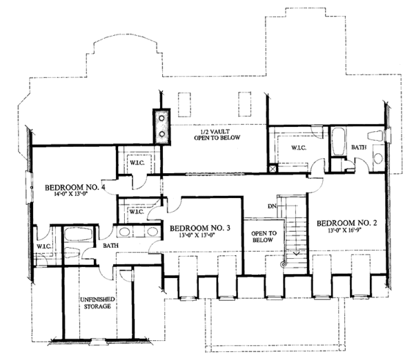 Architectural House Design - Classical Floor Plan - Upper Floor Plan #429-55