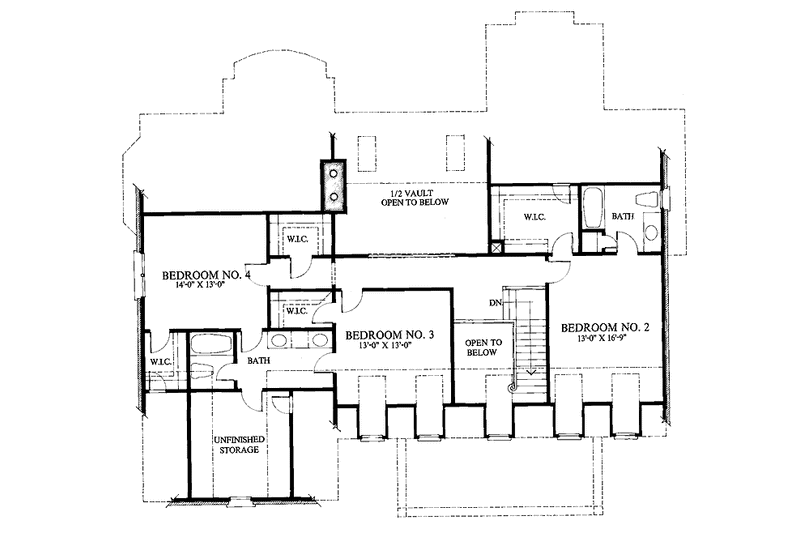 Architectural House Design - Floor Plan - Upper Floor for Classical House Plan #429-55 - 4 bed, 4 bath