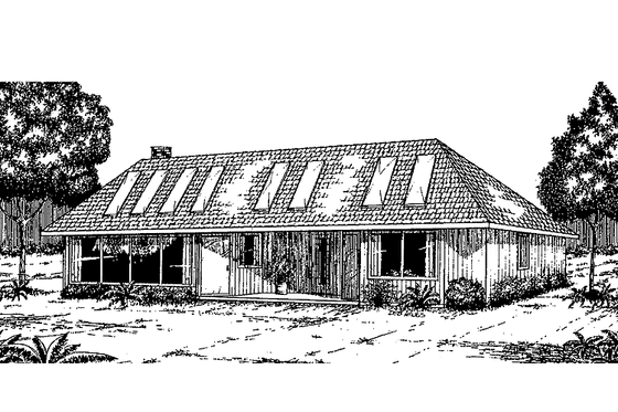 Exterior - Front Elevation 3 for Traditional House Plan #60-872 - 3 bed, 2 bath