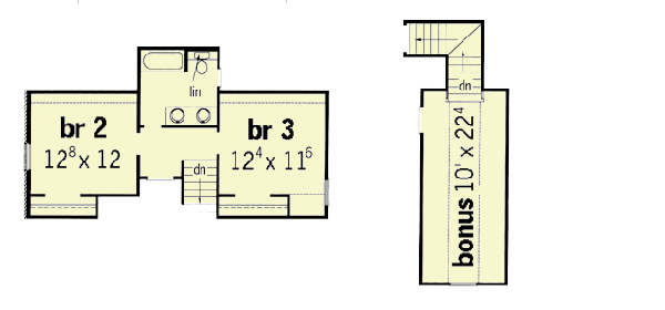 Floor Plan - Upper Floor for Traditional House Plan #16-211 - 4 bed, 3 bath