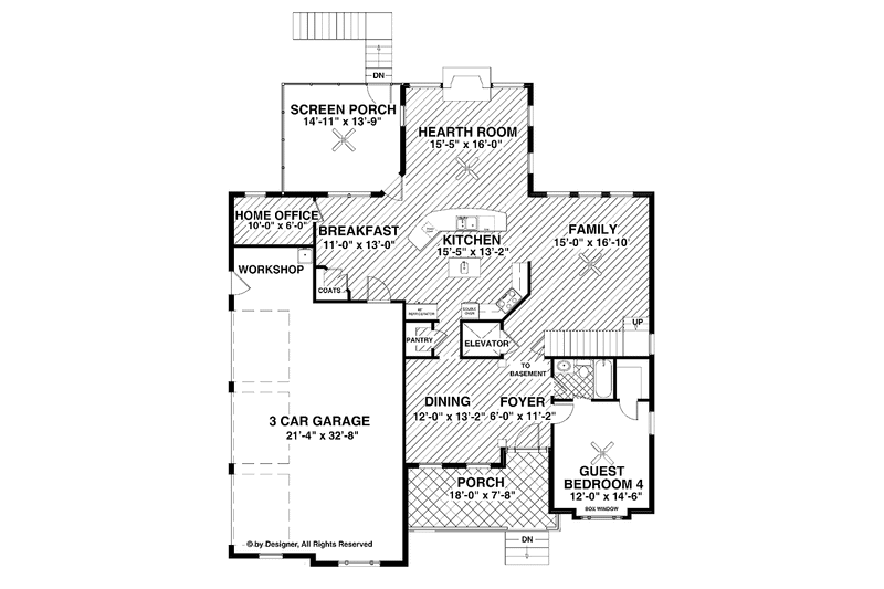 Home Plan - Floor Plan - Main Floor for Traditional House Plan #56-681 - 4 bed, 4 bath