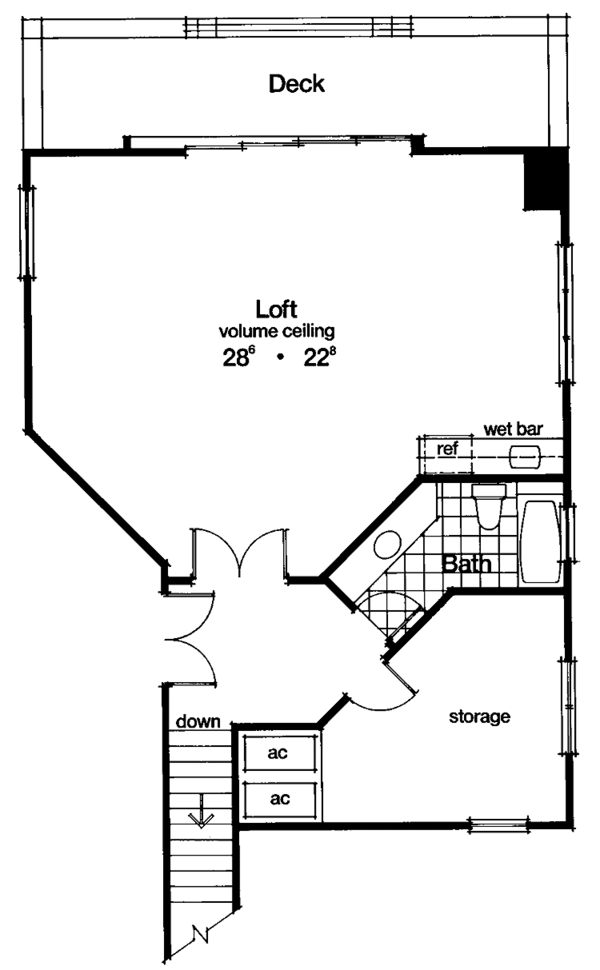 House Blueprint - Mediterranean Floor Plan - Upper Floor Plan #417-549