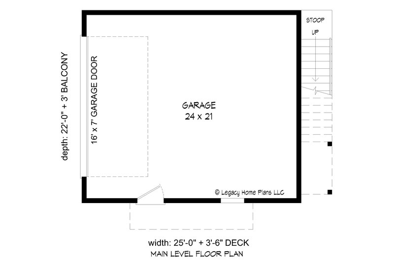 Home Plan - Floor Plan - Main Floor for Contemporary House Plan #932-669, 1 bath