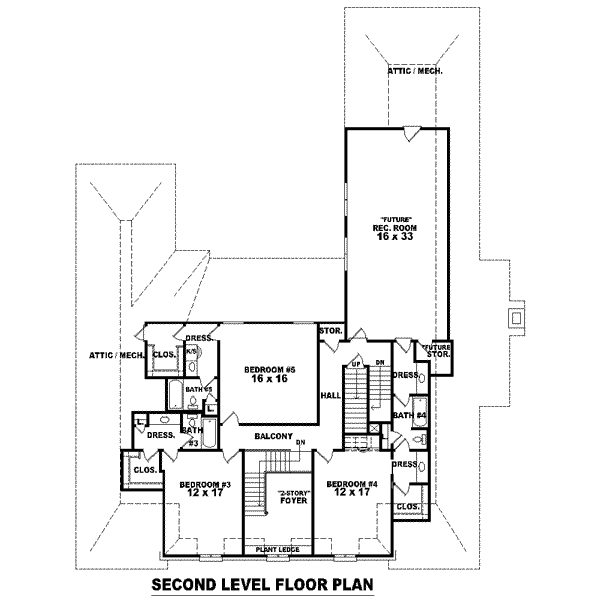 Colonial Floor Plan - Upper Floor Plan #81-1655