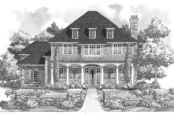 Exterior - Front Elevation 3 for Classical House Plan #930-211 - 3 bed, 2.5 bath