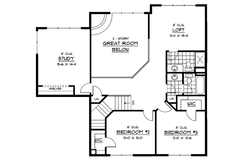 Dream House Plan - Floor Plan - Upper Floor for European House Plan #51-652 - 3 bed, 3.5 bath