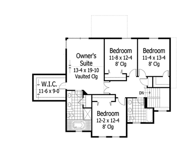Architectural House Design - Craftsman Floor Plan - Upper Floor Plan #51-1100
