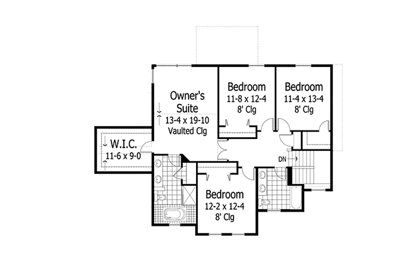 Dream House Plan - Floor Plan - Upper Floor for Craftsman House Plan #51-1100 - 4 bed, 2.5 bath
