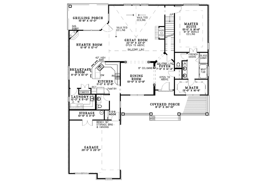 Floor Plan - Main Floor for Country House Plan #17-3043 - 4 bed, 2.5 bath
