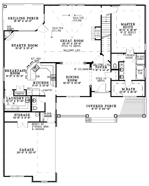 House Design - Country Floor Plan - Main Floor Plan #17-3043