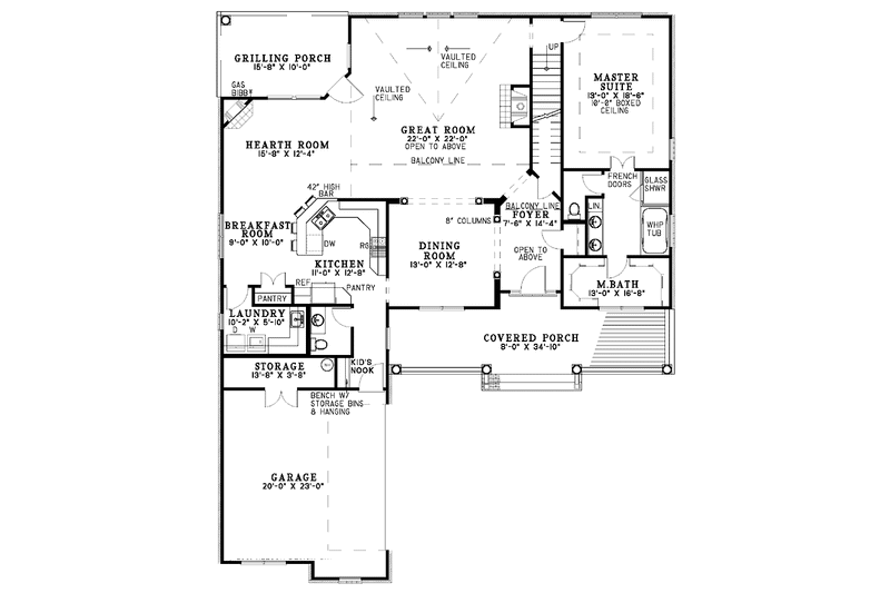 Home Plan - Floor Plan - Main Floor for Country House Plan #17-3043 - 4 bed, 2.5 bath