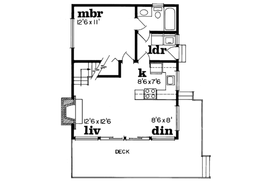 Floor Plan - Main Floor House Plan #47-661 - 2 bed, 1 bath