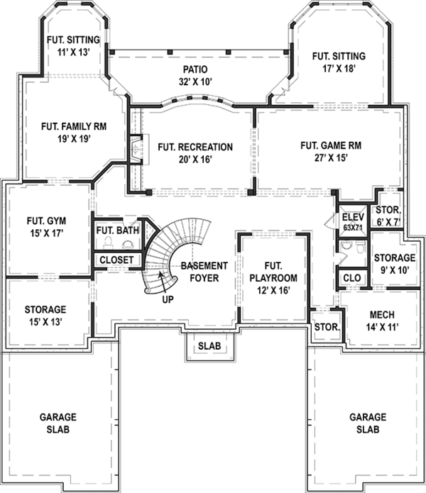 Dream House Plan - European Floor Plan - Lower Floor Plan #119-423