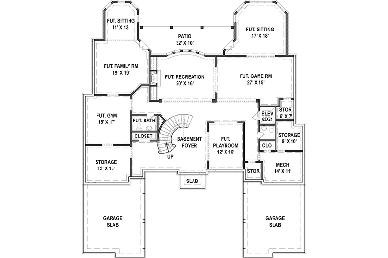 Dream House Plan - Floor Plan - Lower Floor for European House Plan #119-423 - 6 bed, 6.5 bath