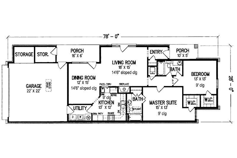 Home Plan - Floor Plan - Main Floor for Traditional House Plan #45-545 - 2 bed, 2 bath