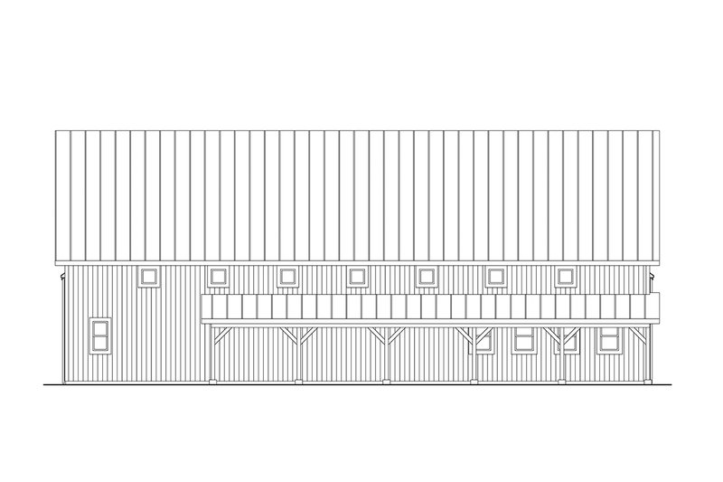 House Design - Exterior - Rear Elevation for Barndominium House Plan #124-1409, 1 bath