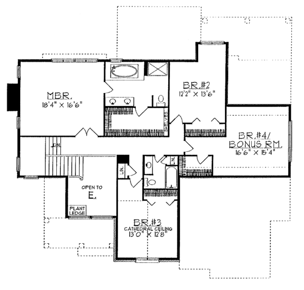 Architectural House Design - Country Floor Plan - Upper Floor Plan #70-1332