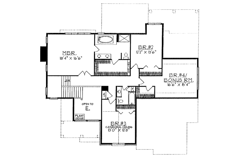 Home Plan - Floor Plan - Upper Floor for Country House Plan #70-1332 - 3 bed, 2.5 bath