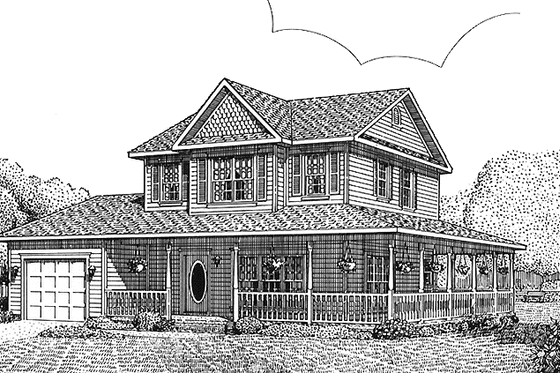 Exterior - Front Elevation 3 for Victorian House Plan #11-237 - 3 bed, 1.5 bath