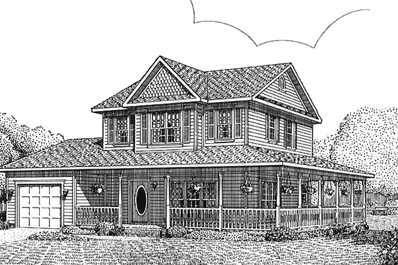 Home Plan - Exterior - Front Elevation 3 for Victorian House Plan #11-237 - 3 bed, 1.5 bath