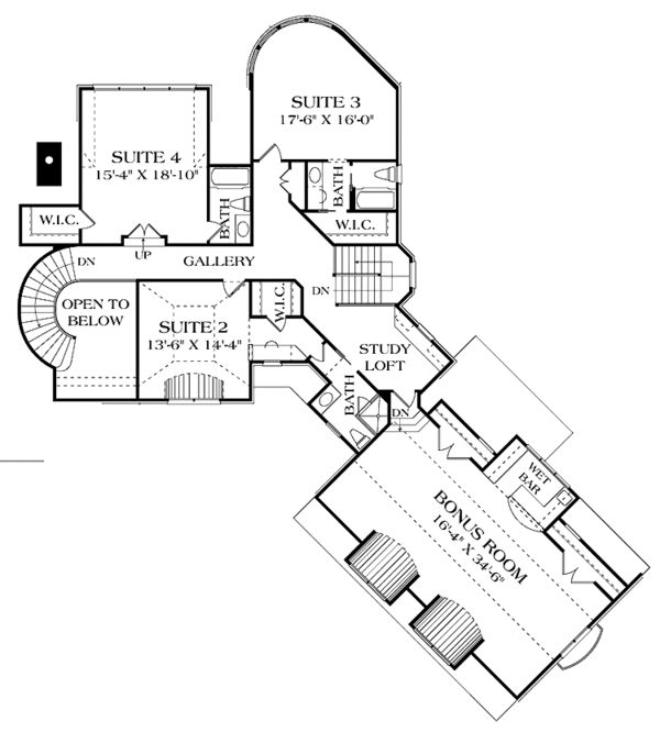 House Design - European Floor Plan - Upper Floor Plan #453-582
