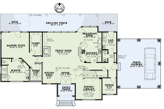 Floor Plan - Main Floor for Traditional House Plan #17-2851 - 3 bed, 2.5 bath