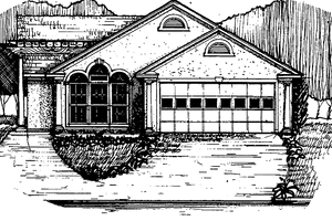 Exterior - Front Elevation 3 for European House Plan #30-310 - 3 bed, 2 bath