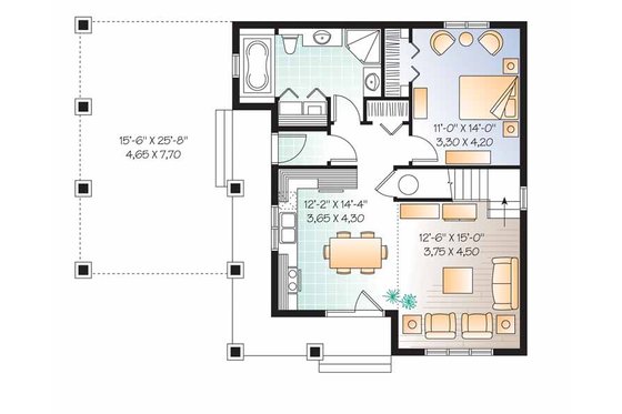 Floor Plan - Main Floor for Traditional House Plan #23-2546 - 2 bed, 2.5 bath