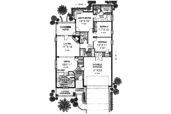 Floor Plan - Main Floor for Southern House Plan #310-574 - 3 bed, 2 bath