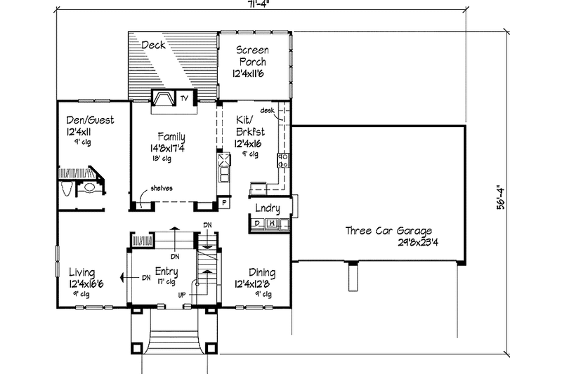 Home Plan - Floor Plan - Main Floor for Classical House Plan #320-608 - 4 bed, 2.5 bath