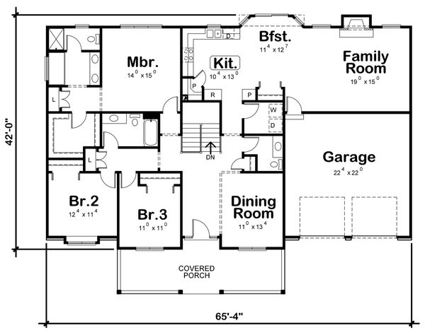 House Design - Ranch Floor Plan - Main Floor Plan #20-125