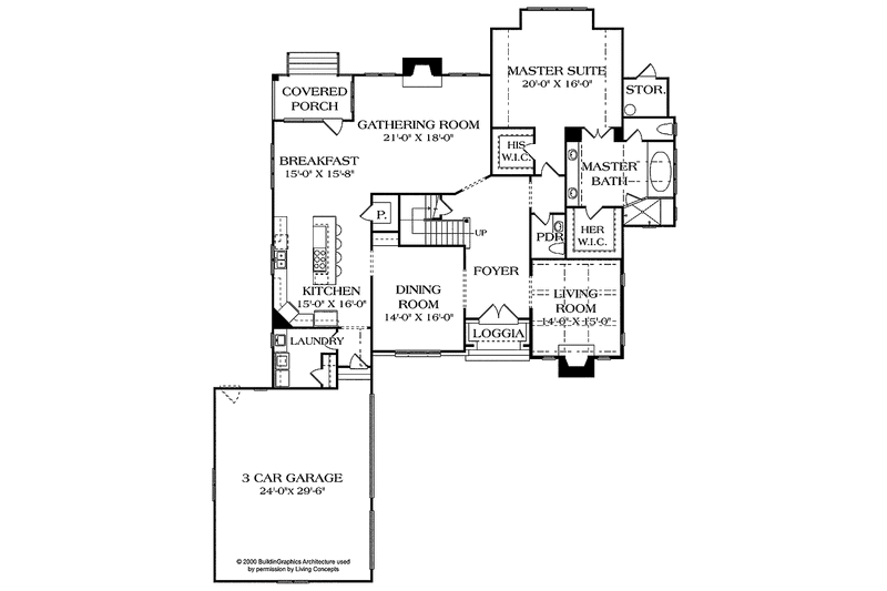 Architectural House Design - Floor Plan - Main Floor for Country House Plan #453-457 - 4 bed, 4.5 bath