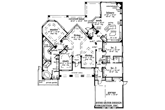 Floor Plan - Main Floor for Mediterranean House Plan #930-60 - 3 bed, 2.5 bath