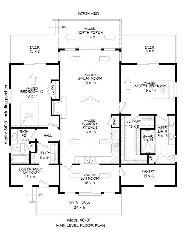 Country Floor Plan - Main Floor Plan #932-61