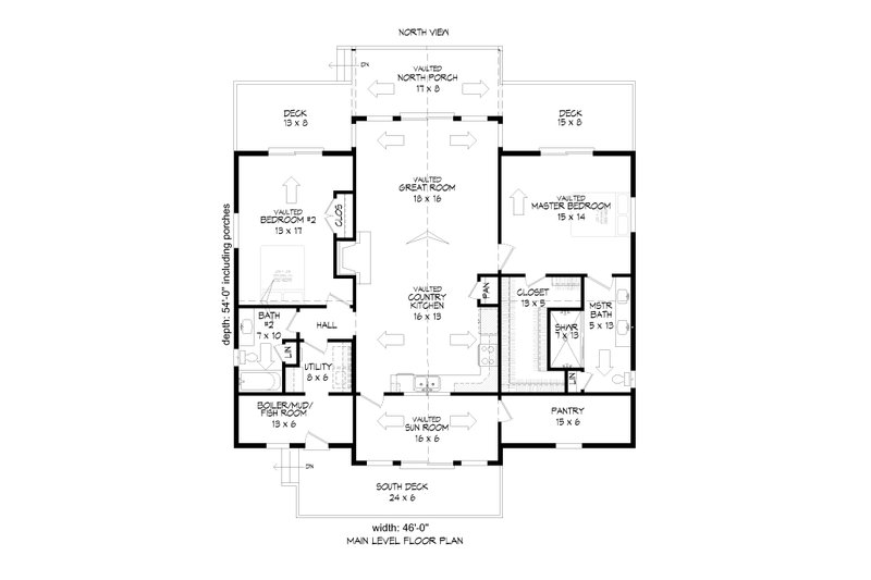 Dream House Plan - Floor Plan - Main Floor for Country House Plan #932-61 - 2 bed, 2 bath