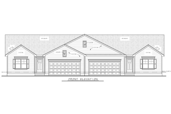 Exterior - Front Elevation 3 for Traditional House Plan #20-2500 - 3 bed, 2 bath