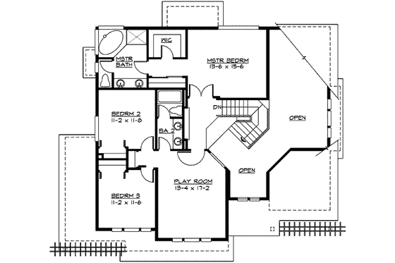 Floor Plan - Upper Floor for Craftsman House Plan #132-111 - 3 bed, 3 bath