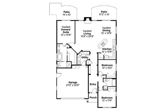 Floor Plan - Main Floor for Craftsman House Plan #124-783 - 3 bed, 2 bath