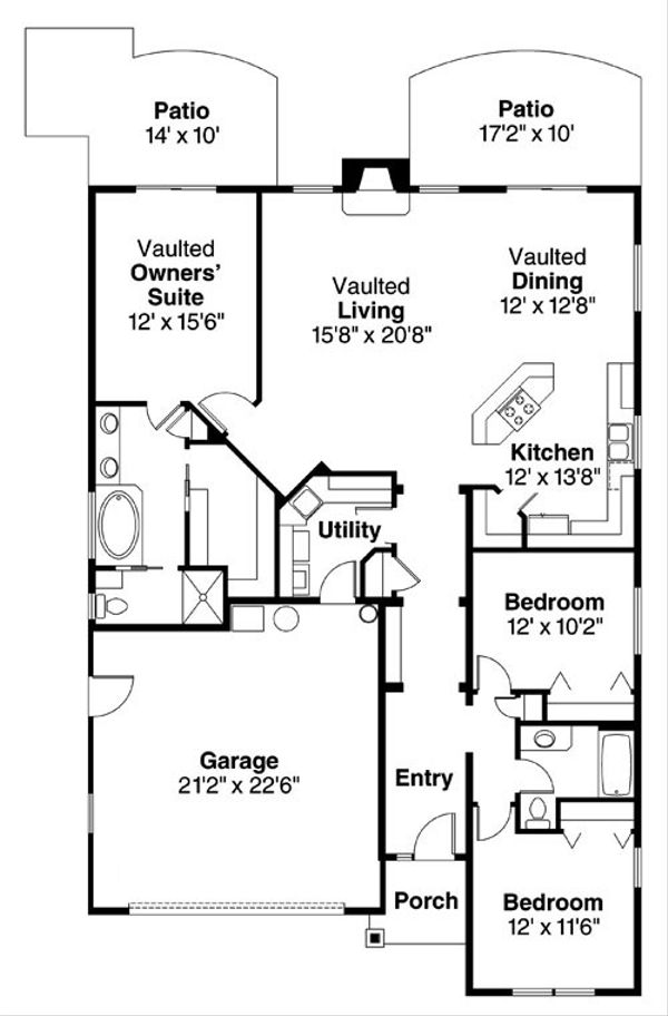 Craftsman Floor Plan - Main Floor Plan #124-783