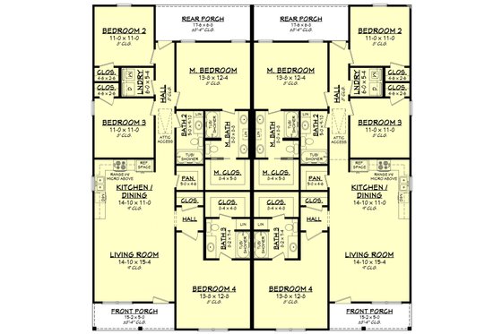 Floor Plan - Main Floor for Farmhouse House Plan #430-435 - 8 bed, 6 bath