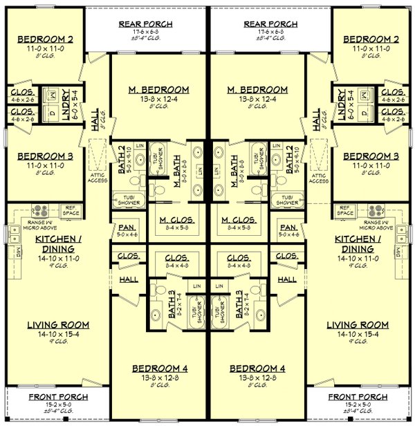House Blueprint - Floor Plan - Main Floor for Farmhouse House Plan #430-435 - 8 bed, 6 bath