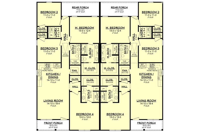House Blueprint - Floor Plan - Main Floor for Farmhouse House Plan #430-435 - 8 bed, 6 bath