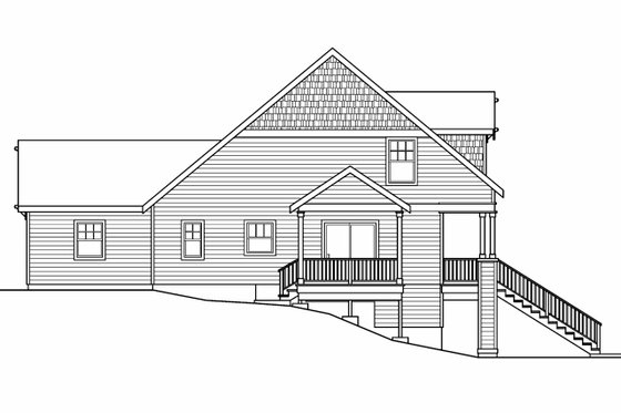 Exterior - Rear Elevation 1 for Country House Plan #124-616 - 3 bed, 2.5 bath