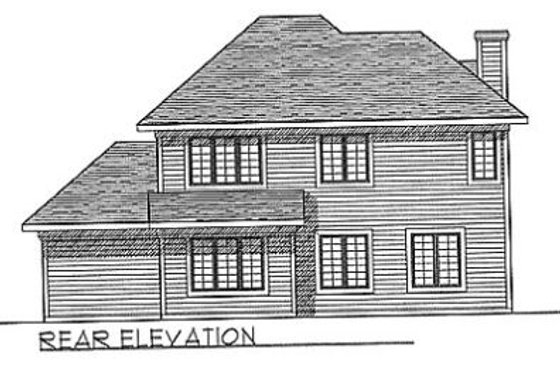 Exterior - Rear Elevation for European House Plan #70-185 - 3 bed, 2.5 bath