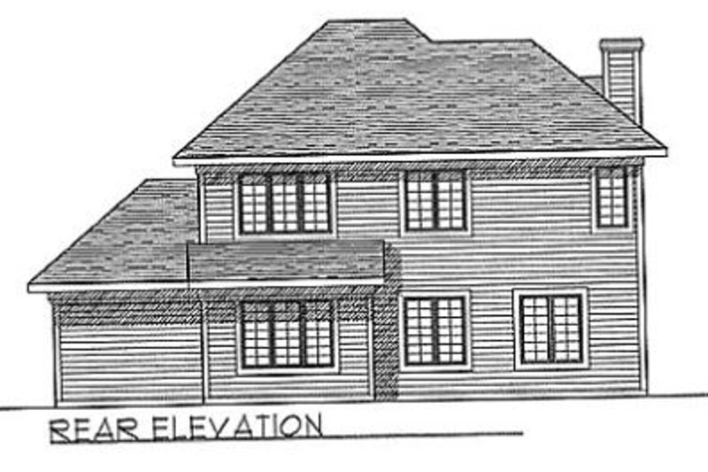 Home Plan - Exterior - Rear Elevation for European House Plan #70-185 - 3 bed, 2.5 bath