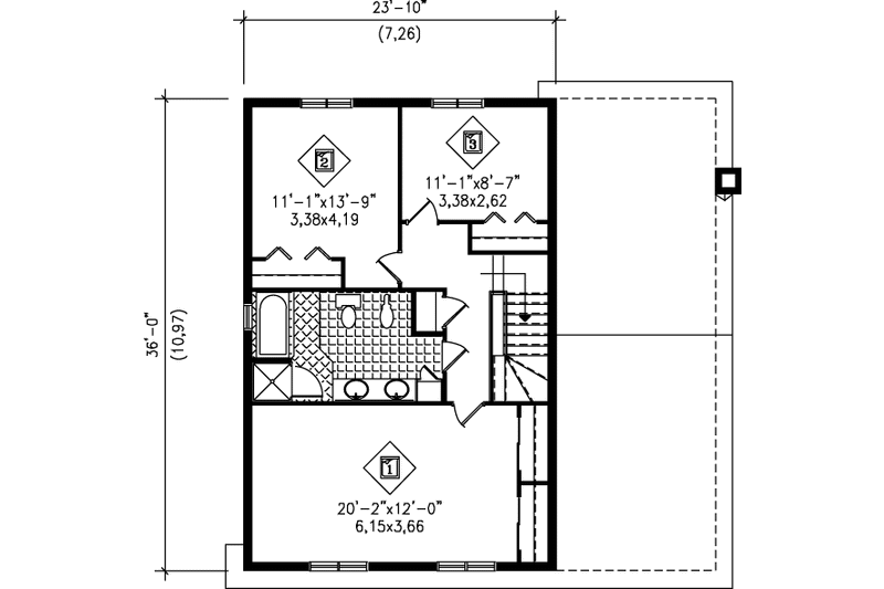 House Plan Design - Floor Plan - Upper Floor for Traditional House Plan #25-2092 - 3 bed, 1.5 bath
