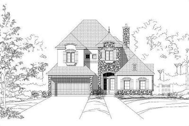 Exterior - Front Elevation 2 for European House Plan #411-368 - 3 bed, 3.5 bath